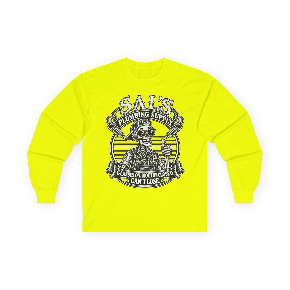 Sal's Plumbing Supply skeleton logo Long Sleeve Tee | Vintage plumber graphic